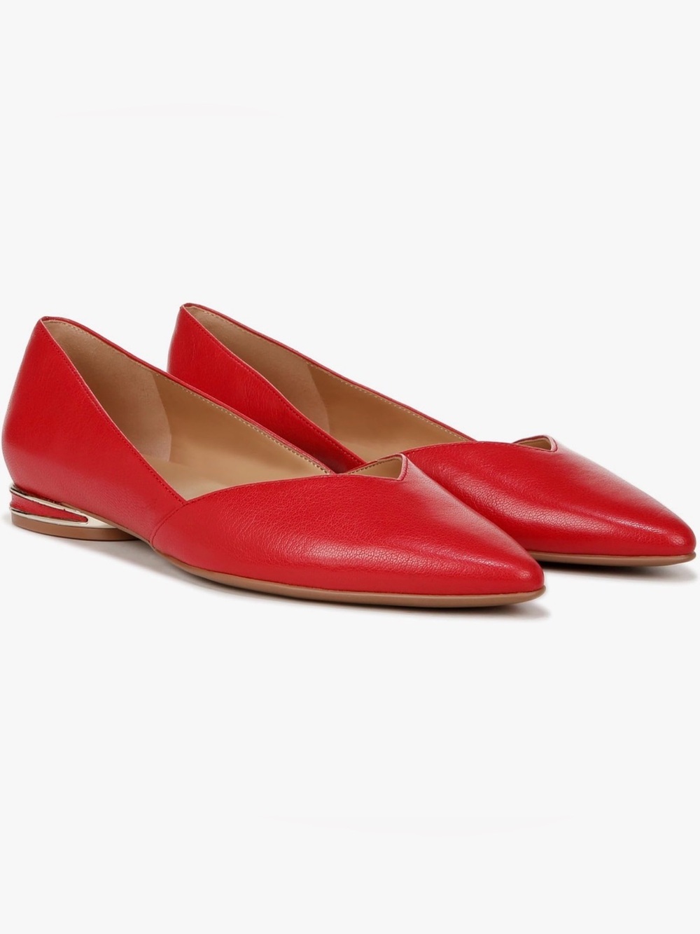 Naturalizer Red Pointed D'Orsay Leather Flats
